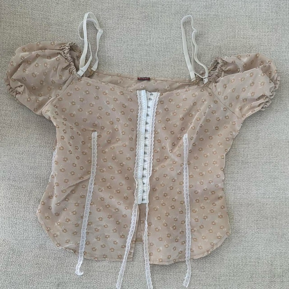 cottage core off shoulder top (see description for sizing)